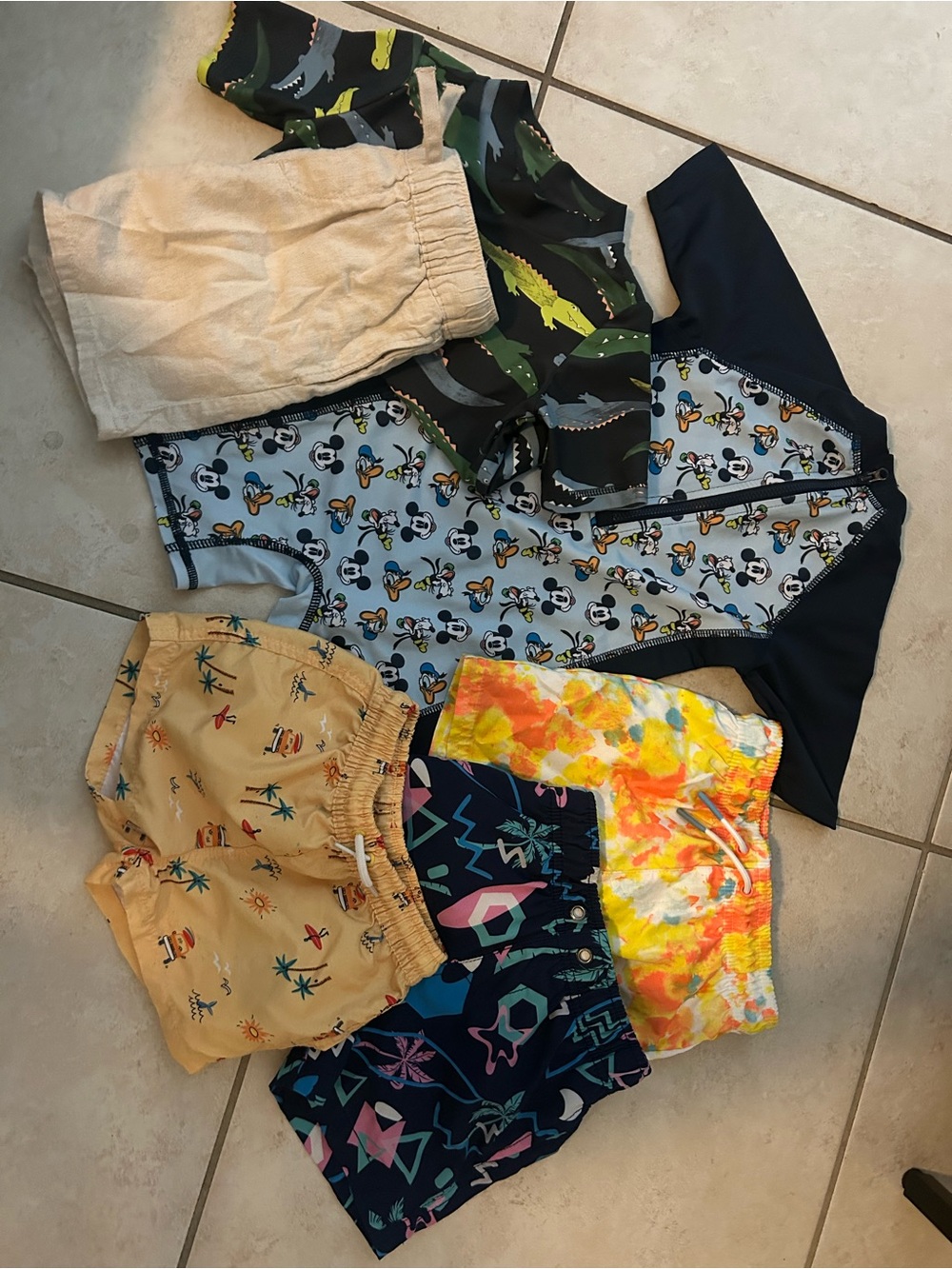 Kids 3T swim suits + linen shorts BUNDLE